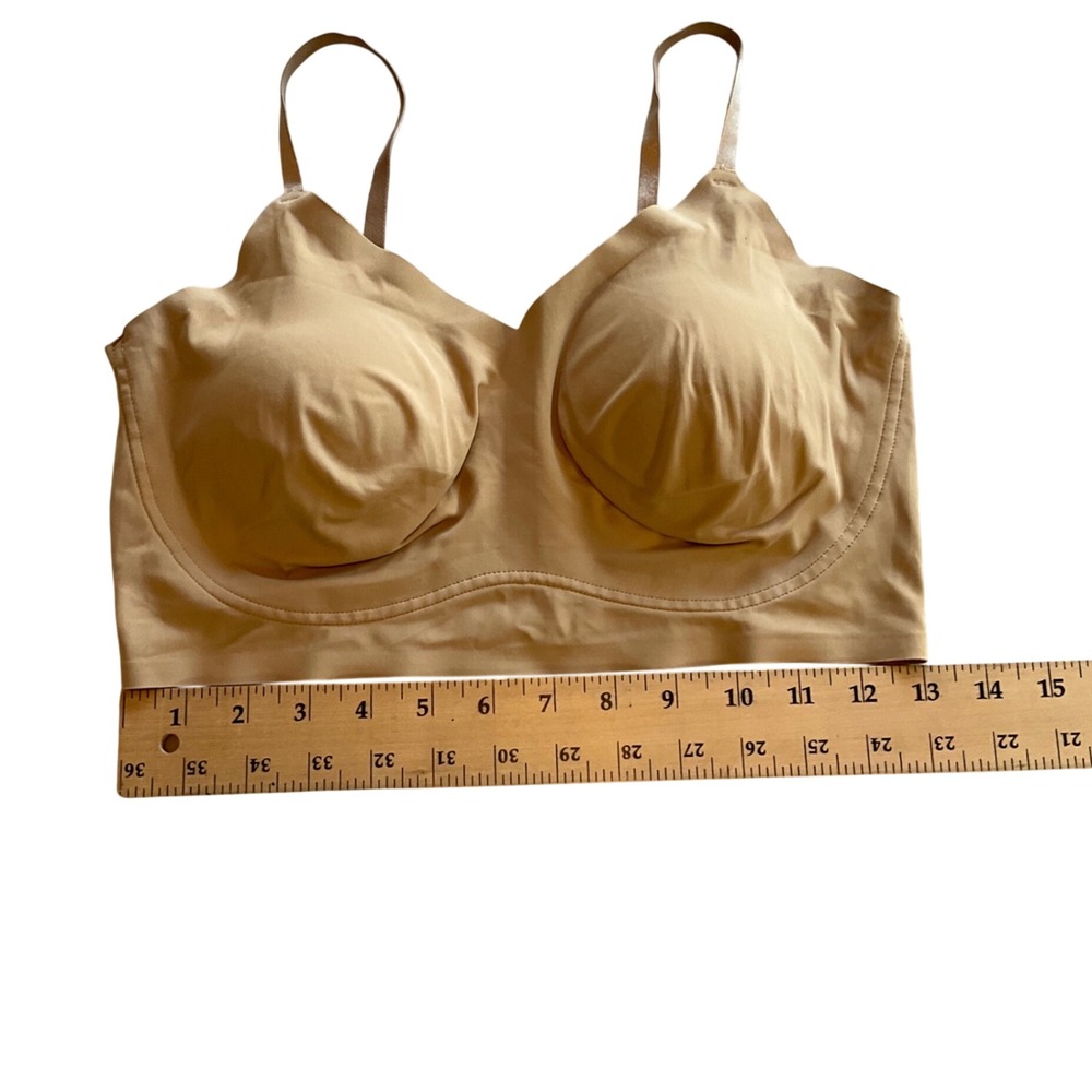 True & Co Bralette Women Medium Tan Full Cup Wireless Seamless 16872